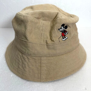Mickey Mouse Corduroy Bucket Hat Adult S/M Disney Golf Sun Fishing Cap New